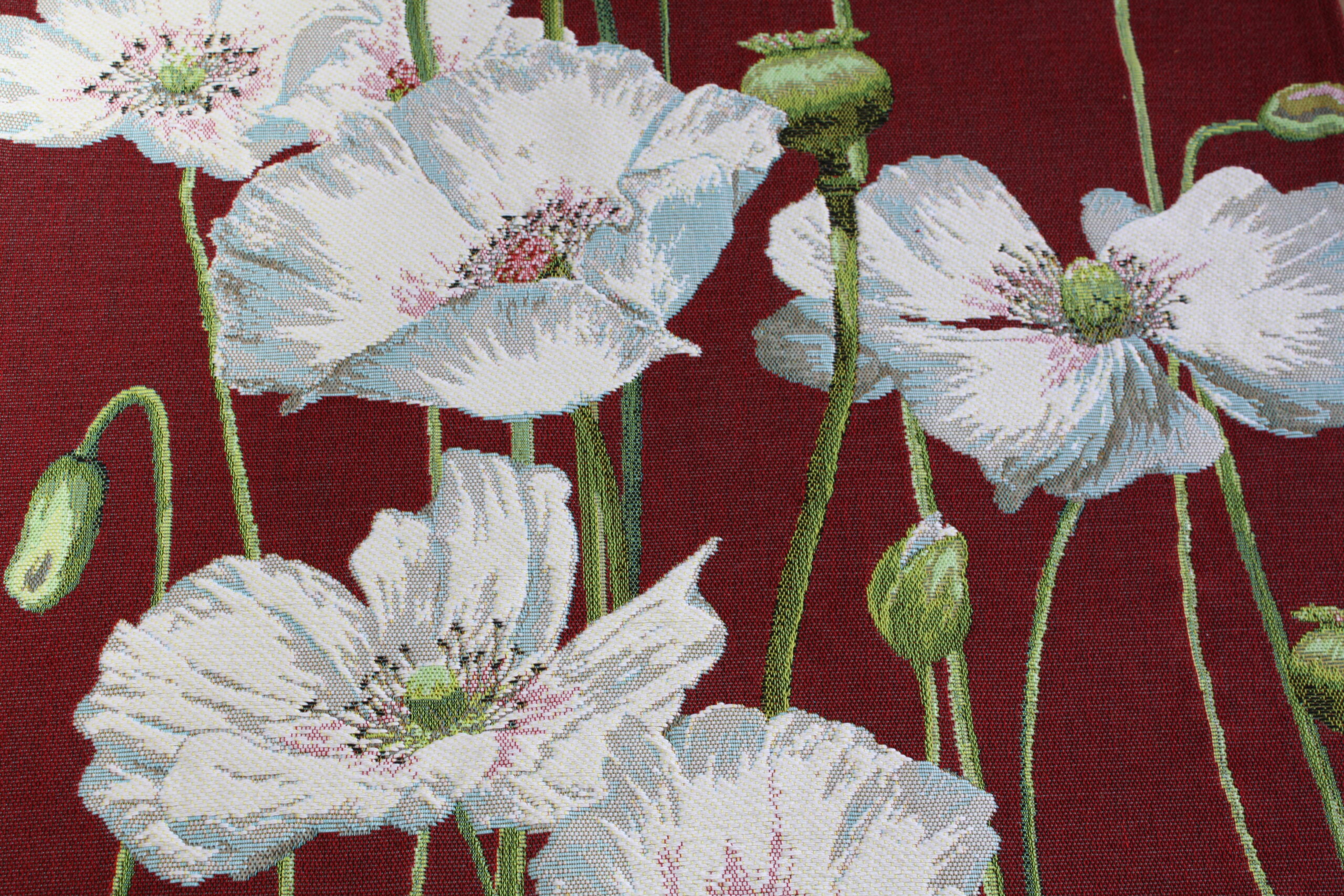 Pavots blancs fond grenat – Image 2